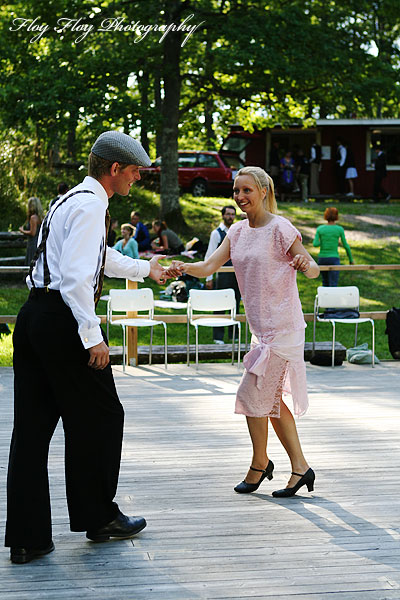 Swing dancers at a dance picnic at Kopphagens dansbana. Copyright: Henrik Eriksson. The photo may not be published elsewhere without written permission.