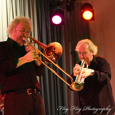 Helge Førde (trombone) and Jarle Førde (trumpet/flugelhorn). Brazz Brothers at Uppsala Winter Swing. Copyright: Henrik Eriksson. The photo may not be used elsewhere without my permission.