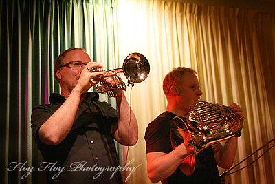 Jan Magne Førde (trumpet/flugelhorn) and Runar Tafjord (french horn). Brazz Brothers at Uppsala Winter Swing. Copyright: Henrik Eriksson. The photo may not be used elsewhere without my permission.